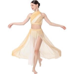 Lyrical Champagne Dance Costume Two Piece Outfit Sz M